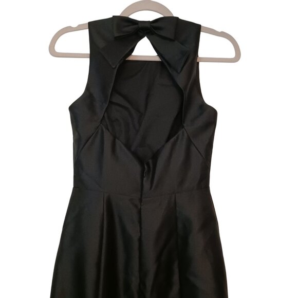NEW Alfred Sung Jewel Neck Bowed Open-Back Trumpet Dress w/ Front Slit, Black, 0 - Picture 7 of 15